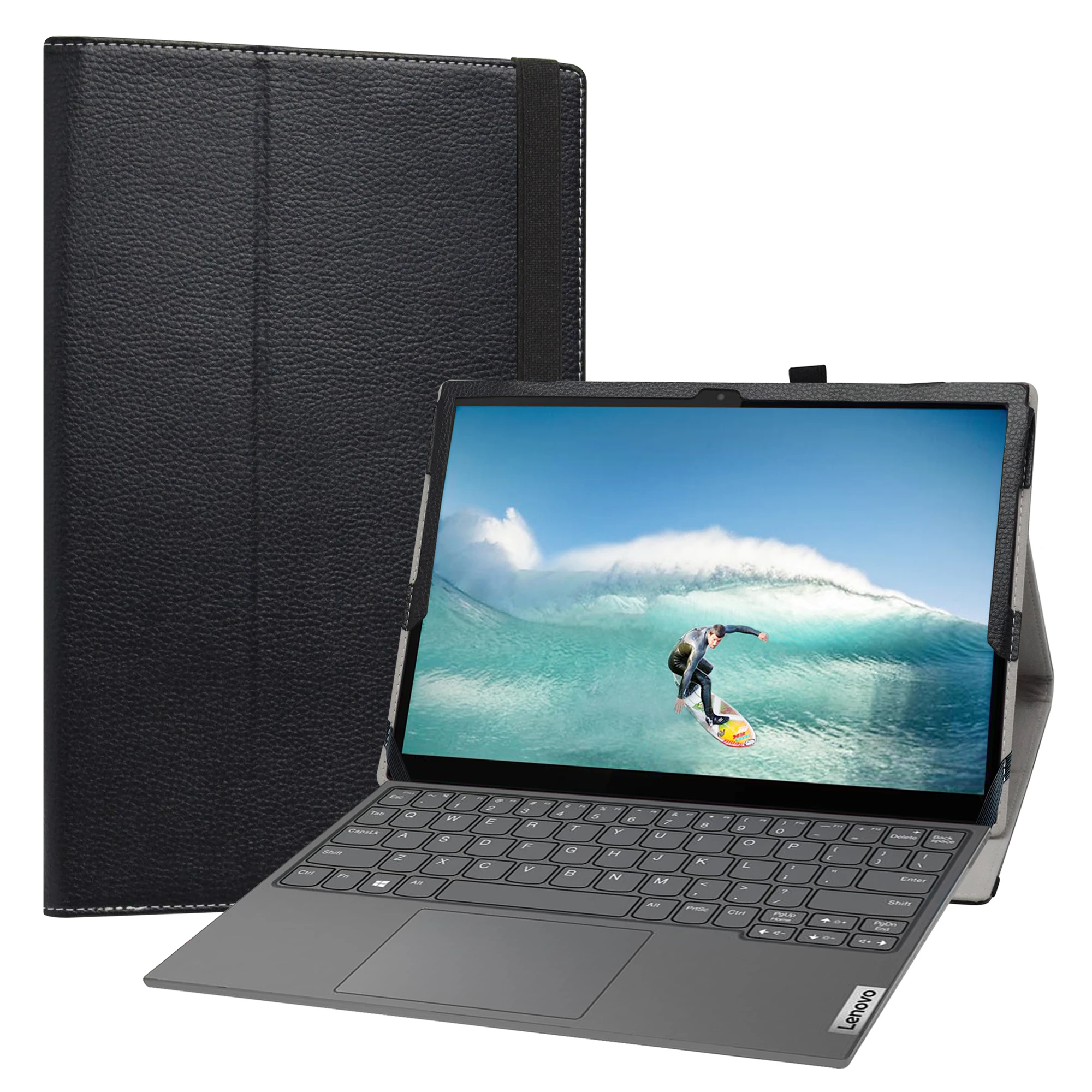 

Case For 13" Lenovo Yoga Duet 7i Tablet PC Folding Stand PU Leather Cover with Elastic Closure