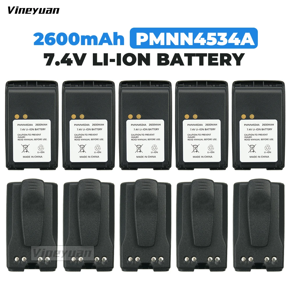 

10PCS PMNN4534A Battery 7.4V 2600mAh Li-ion Replacement Battery for Motorola Mag One BPR40 A8 A6 Two Way Radio Battery