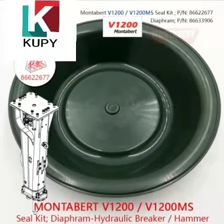 XPS HIGH QUALITY Montabert V1200  Seal Kit 86622677 Diaphragm 86633906 Membrane