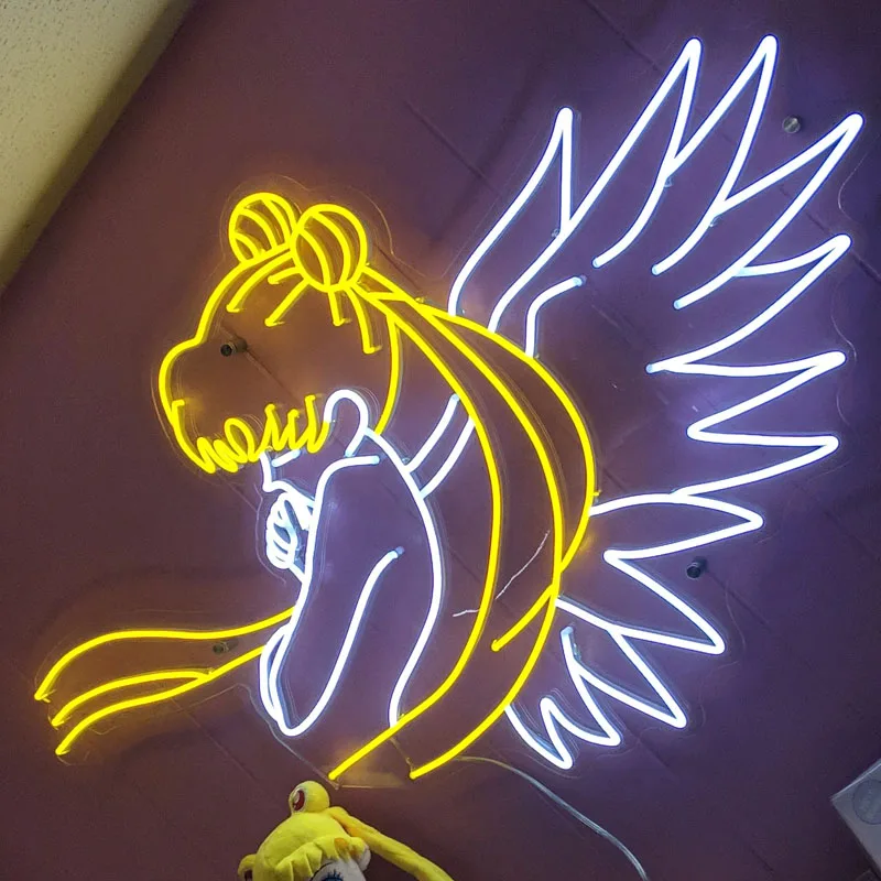 anjo marinheiro sinal de neon lua anime decoracao presentes personalizados para fas lindo brinquedo quarto loja de casa presente bonito kawaii 01