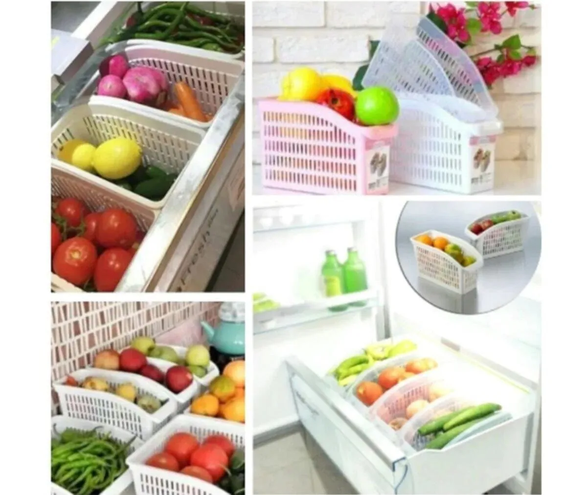 Kitchen Organizer Refrigerator Adjustable Storage Box Basket Container Retractable Plastic Drawer Space Saver Slide Fridge Rack