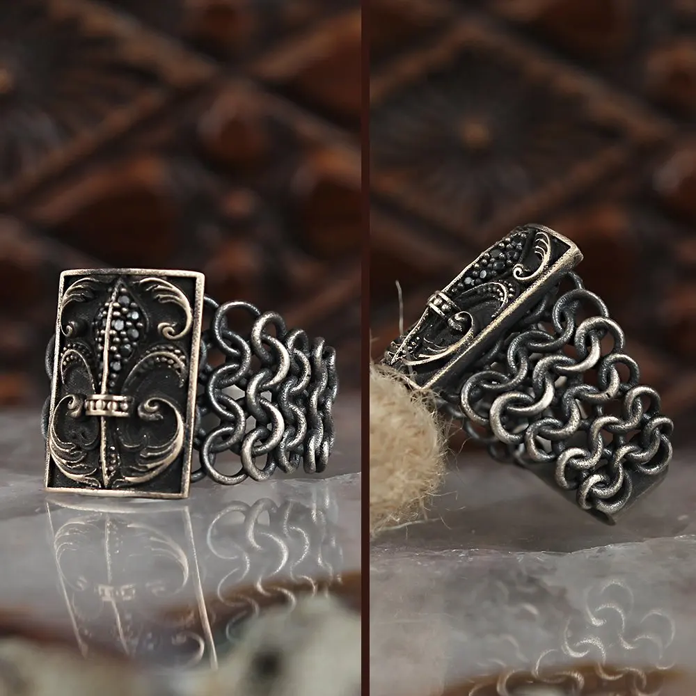 

Knitted Model Tumbled Silver Men 'S Ring