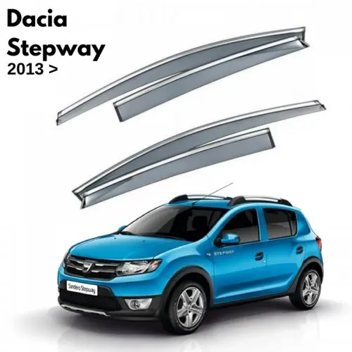 For Dacia Sandero Wind Deflector Chrome Rain Window Visors 2013 2014 2015 2016 2017 2018 2019 2020 4 pieces of Car Auto Accessor