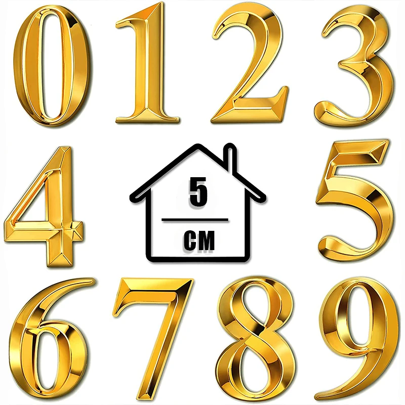 3D Stickers for House Door Numbers, Self Adhesive Stickers for Apartment, Office, Hotel Room, Number 0-9, 7cm