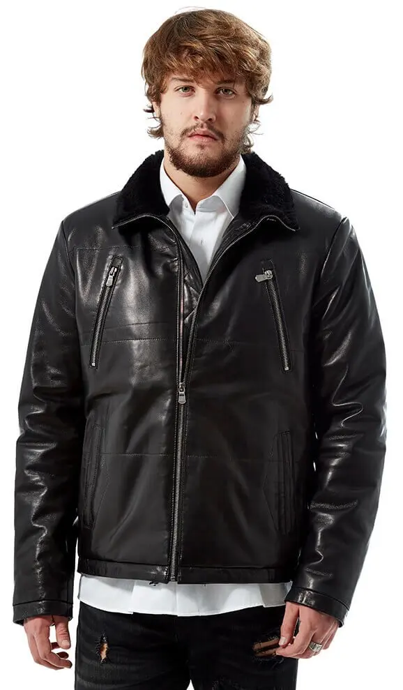 Lanza nero maschio pelle cappotti Orjinal pelle di agnello autunno inverno 2022 Biker Slim Large Size VintageTürkiye