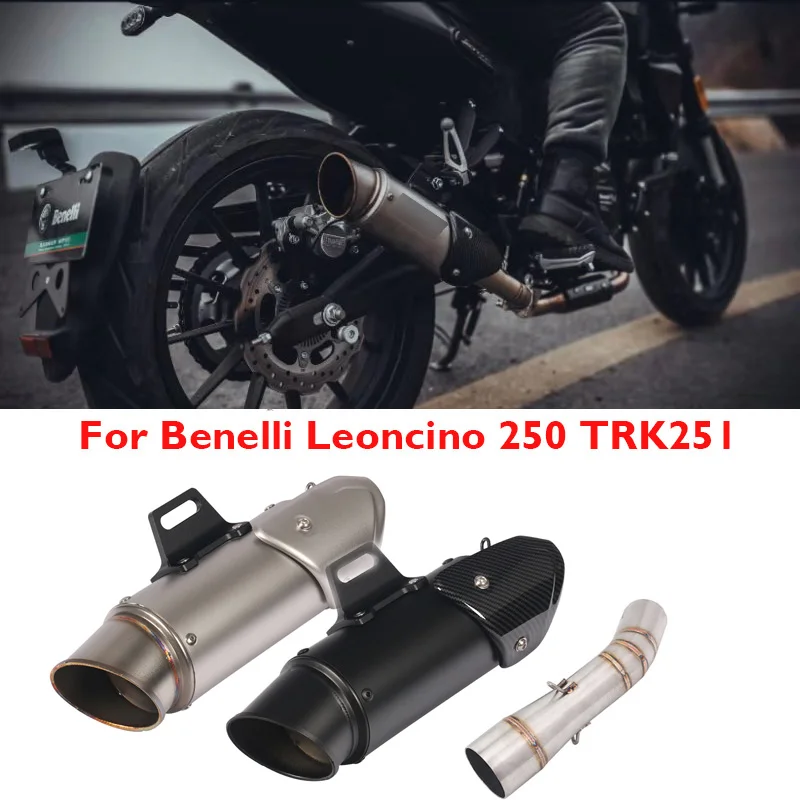 

Motorcycle Exhaust System 51mm Muffler Escape Pipe Silencer Tip Middle Link Pipe for Benelli Leoncino 250 TRK251