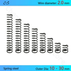 5Pcs 2.0 mm Compression Springs Pressure Spring Wire Dia 2.0 mm Outer Dia 12 13 14 15 16 17 18 19 20 - 30mm Length 15 - 100 mm