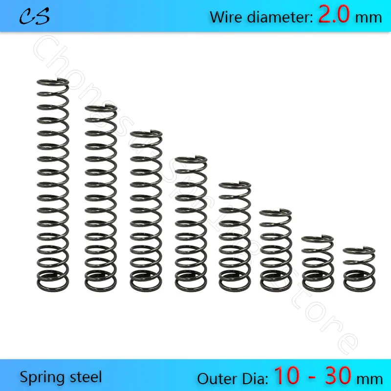 5Pcs 2.0 mm Compression Springs Pressure Spring Wire Dia 2.0 mm Outer Dia 12 13 14 15 16 17 18 19 20 - 30mm Length 15 - 100 mm