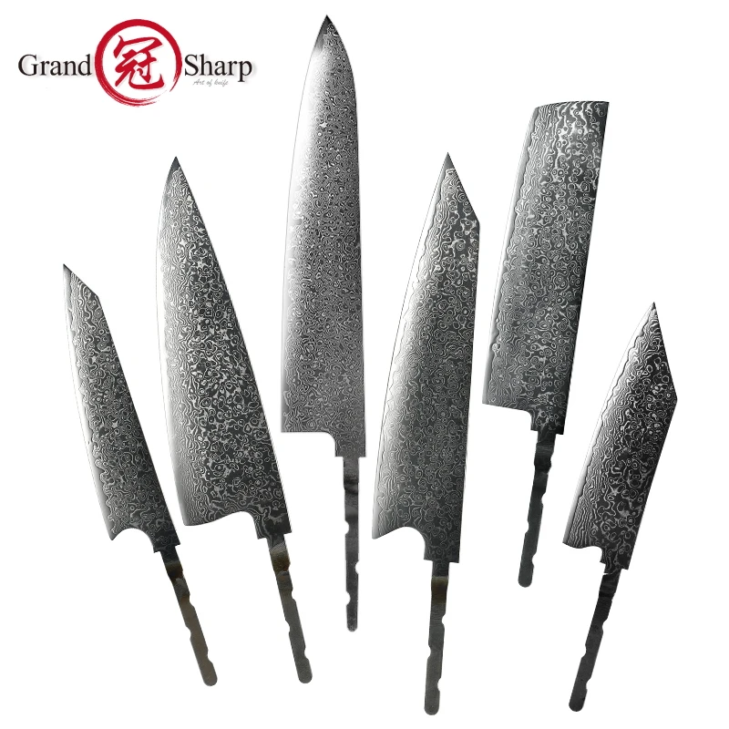 Grandsharp Knife Blank Blade DIY Kitchen Knife 67 Layers Damascus Steel VG10 Razor Sharp Tools High Hardness Chef Cooking Tool