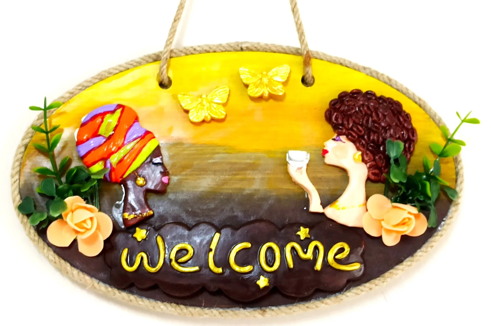 Herrliche Frauen Handgemachte 'Welcome' Geschrieben Tür Dekoration