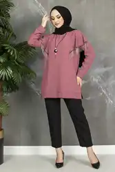 Túnica de Hijab con detalle de cadena para mujer, Tops largos musulmanes Eid Ramadán, ropa islámica de Turquía, camisas Abaya de Dubai