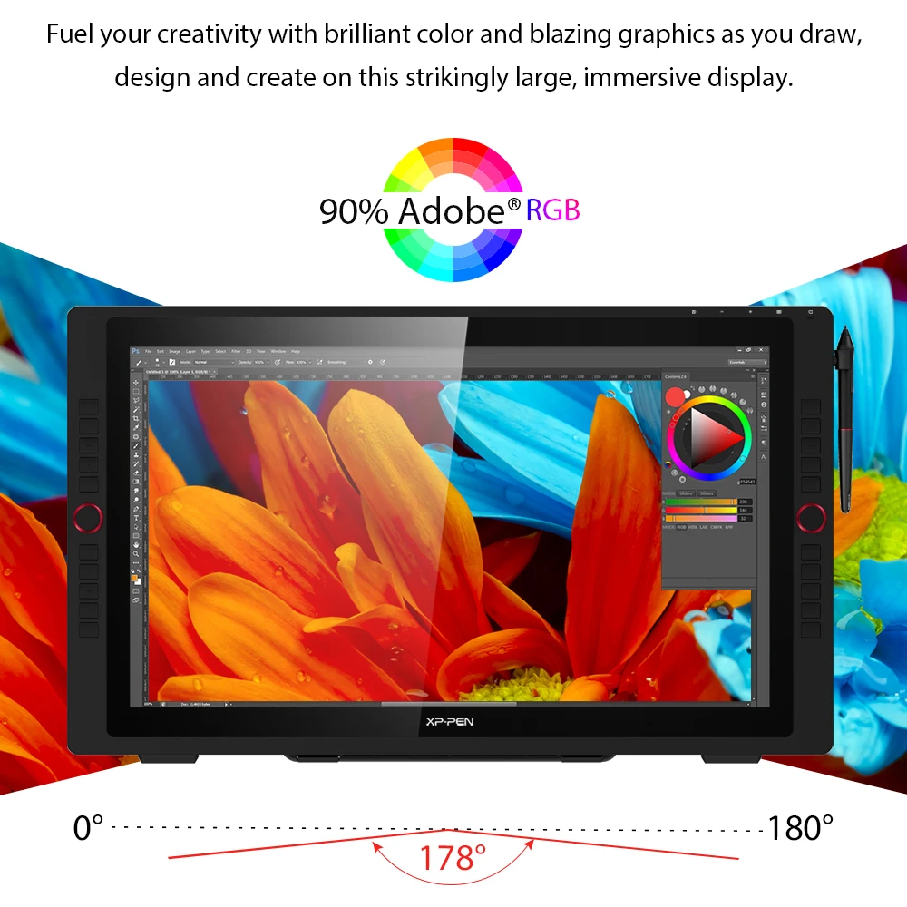 XPPen Artist 24 Pro 23,8 inch 2K QHD grafische tablet Pen Display Tekenmonitor 20 Express-toetsen Ondersteuning 60 kantelbaar voor Windows Mac