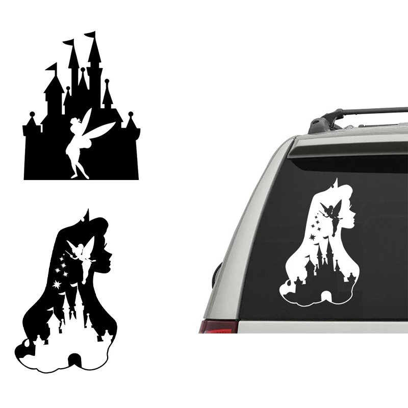 Disney Princess and Castle Vinyl Sticker Girls Baby Room Door Decals Tinkerbell Cute Decals For Laptop, Mug, Car Window, Bottle