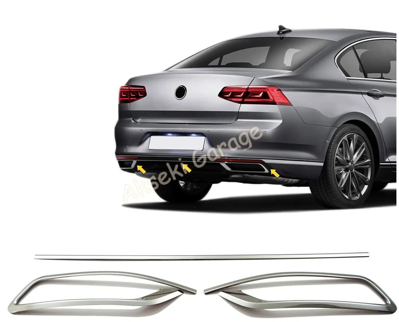 

For Volkswagen Passat B8.5 2019-2020-2021 Models Chrome Exhaust Looking Difüzör High Quality -Spoilers Diffuser Wings Ornament