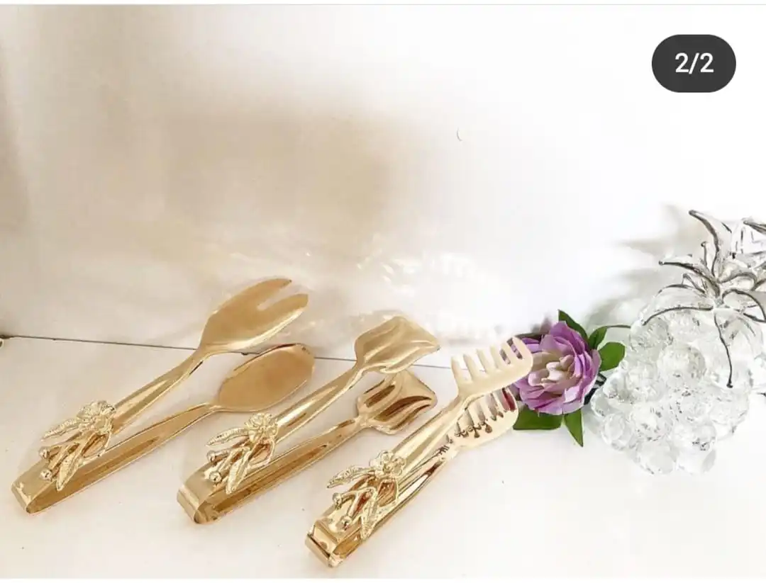 

3 Pieces Food Serving Tongs Cake Pastry Bread Holder Kitchen Products High Quality Gold,Silver Color Plated Special Design