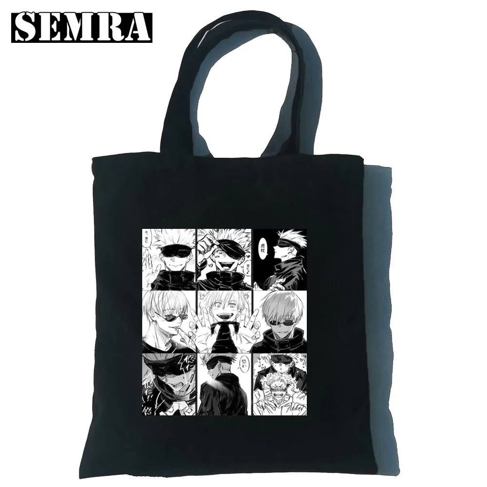 Jujutsu Kaisen Anime Canvas Bag Harajuku Casual Punk Print Gothic Large Capacity Shopper Bag Gothic Women Shoulder Bag