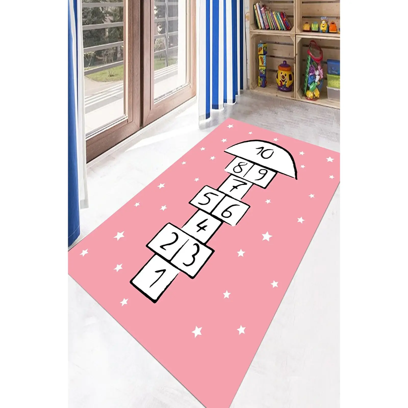 

Fun Pink Hopscotch Patterned Kid Room Game Carpet Rug Tateme Tatami Mat Decoration Bedroom Decor Quarto Kilim