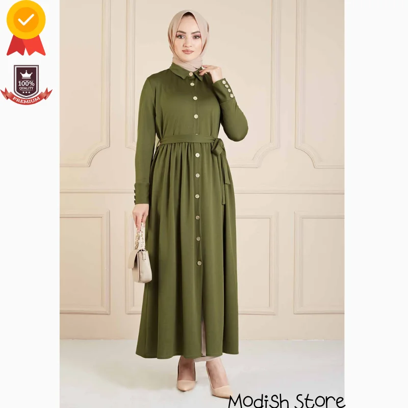 

|New Season| Minimal Dress For Women 2021 Long Dress European Clothing Abaya Moroccan Caftan Muslim Fashion Ramadan Islamic