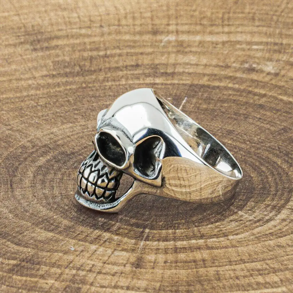 Genuine 925 Sterling Silver Turkish Ring for Men Natural Soft Skull  Punk Male Rings Gem Fashion Jewelry Gift Mens Cool Rings