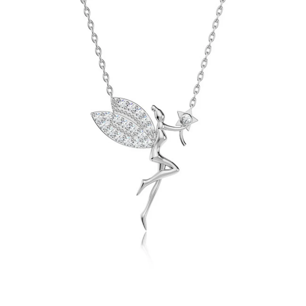 925 Sterling Silver Women Necklace Little Fairy Tale Zircon Stone Gift Birthday Precious Pendant Stylish Chain Luxury Cool