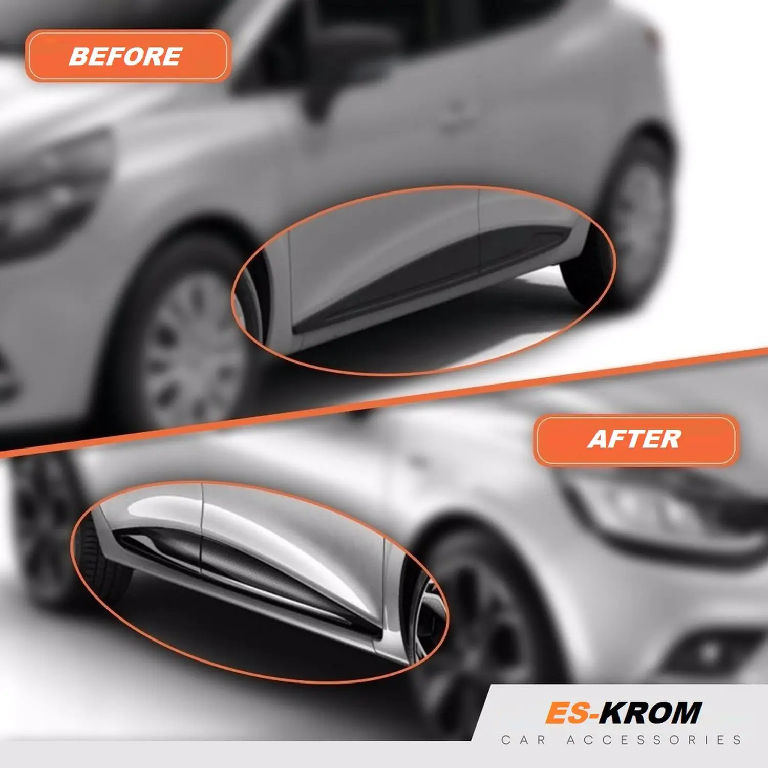 1 Set 4 pieces front left right rear left right door side molding stainless steel chrome Trim for Renault Clio 4 2012 Up 5 DR SW Accessory