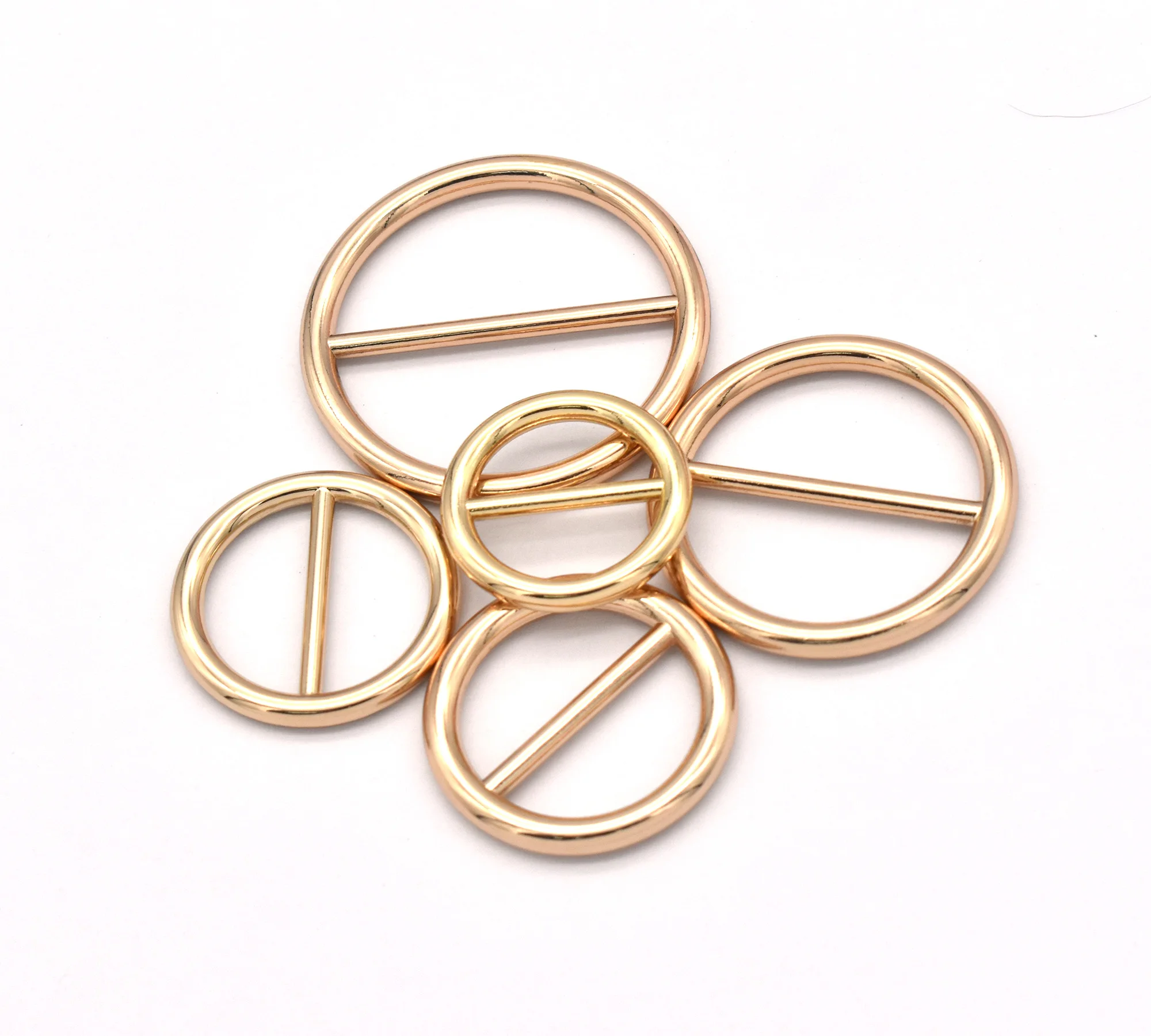 Light Gold Circle Slider Buckle Zinc Alloy Round Buckle Adjustable Round Ring Buckle for Belt Handbag Backpacks Hardware Parts