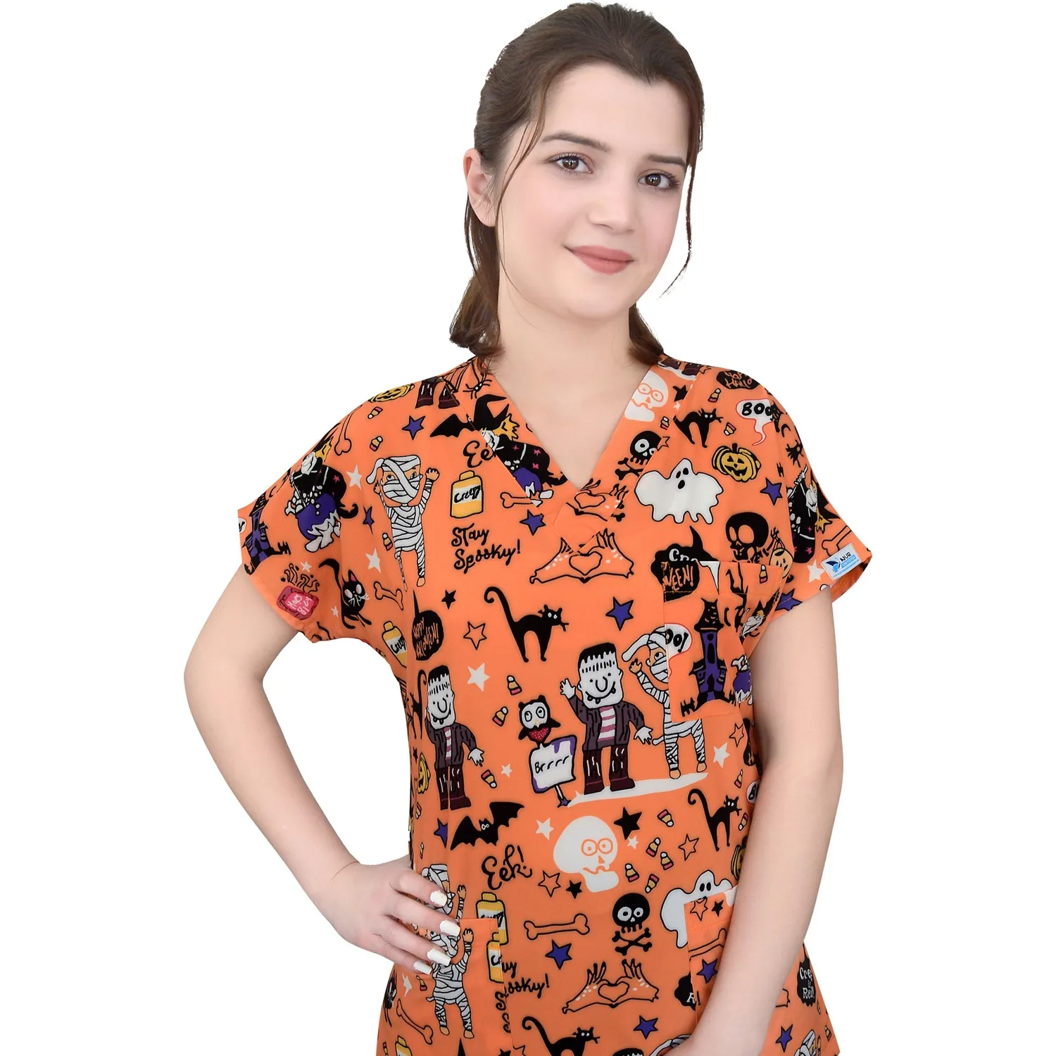 2022 model Unisex Men and Women Halloween Themed Lycra Top Shirt Doctor Nurse Top Shirt Doctor nurse outfit fast shipping