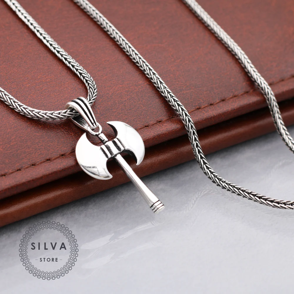 

Silva Original 925 Sterling Silver Cleaver Pendant Necklace for Men S925 silver fashion Jewelry Gift Mens Cable Chains