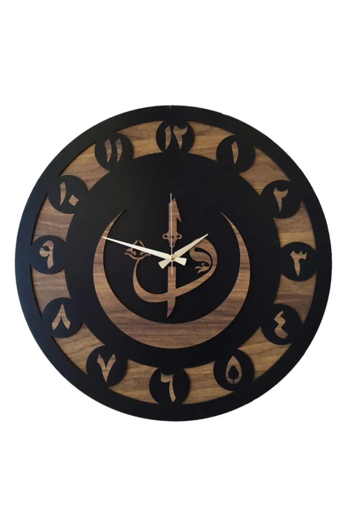 50 cm Decor Polo Arabic Digit Wooden Wall Clock Vav Aleph ARAPı Arabic basmala i serif religious islamic wall religious islami