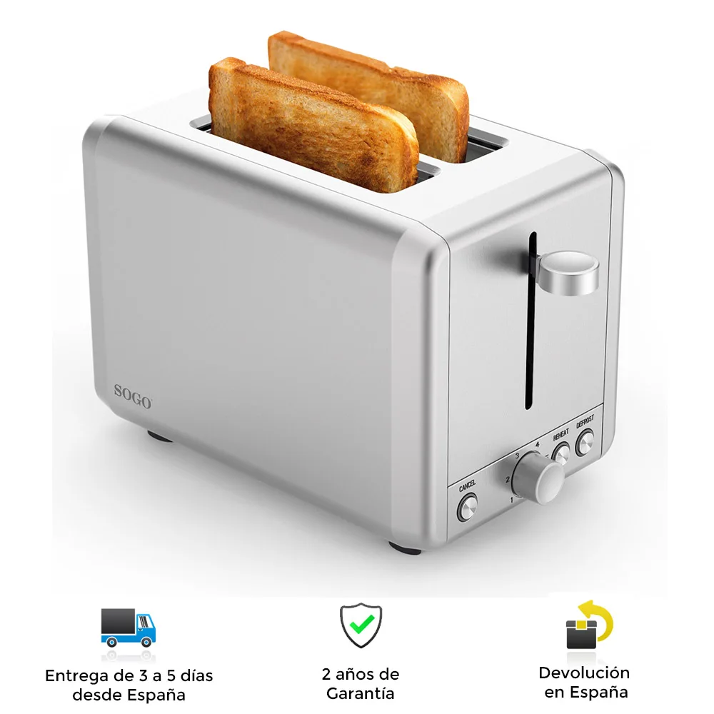 Electric toaster 2 slices of soggy, stainless steel, fast, powerful, portable, safe, easy use and cleaning, defrost, reheat, tray crumbs, light, toasters, toaster, bread toaster