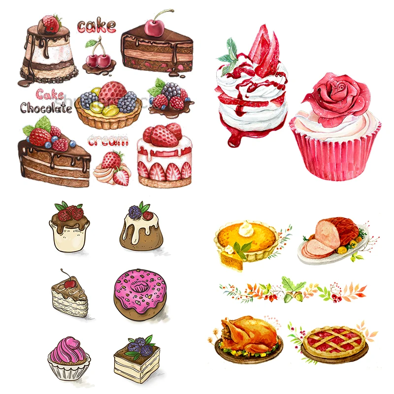 Three Ratels CX34 cute Dessert cartoon sticker set kitchen refrigerator oven Decal dessert shop decoration