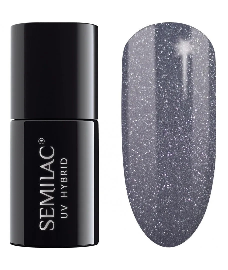 Semilac Steel Gray 107 semi-permanent coverage, UV hybrid nail polish texture Gel