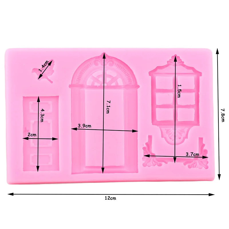 Fairy Garden Fountain Bridge Bench Silicone Mold Door Window Fondant Molds Cake Decorating Tools Chocolate Dessert Candy Moulds