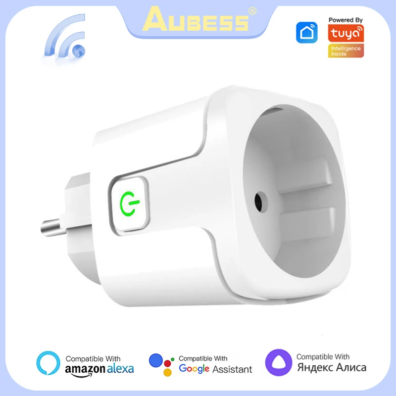 Aubess Smart Socket EU 16A/20A AC100-240V Wifi Smart Plug Power Outlet, Alexa Google Home Voice Control, For Tuya Smart Life APP