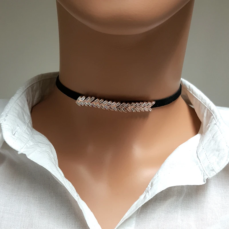 Women Choker Necklace Baquette Women Choker Silver Choker 925 Sterling Silver Made in TURKEY