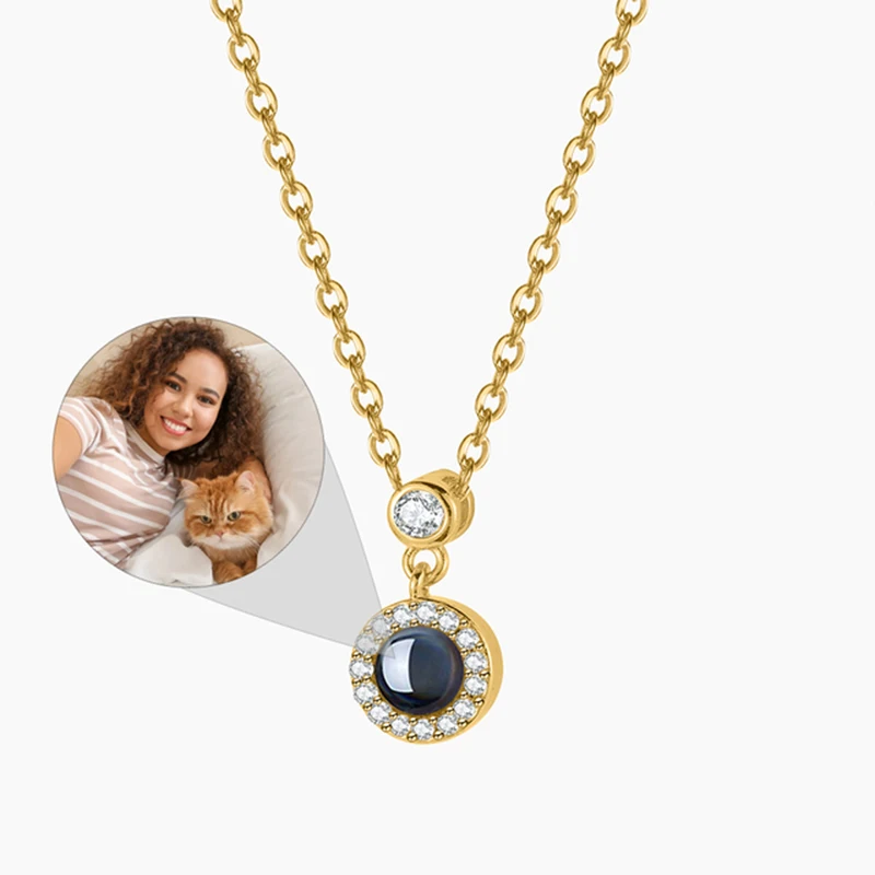 Dascusto New Custom Photo Necklace For Women Personalized Projection Picture Round Pendant Necklace Custom Jewelry Memorial Gift