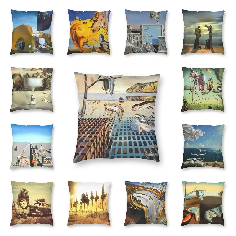 

Surrealism Paintings By Salvador Dali Cushion Cover Home Decor Square Famous Art Throw Pillow Cover 45x45cm Pillowcase for Sofa