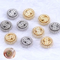 1pc Spin Rotating Dollar Sign Nail Charms Pinwheel Nail Art Decorations Spinning Rhinestones 3D Fidget Spinner Nails Charm KD2