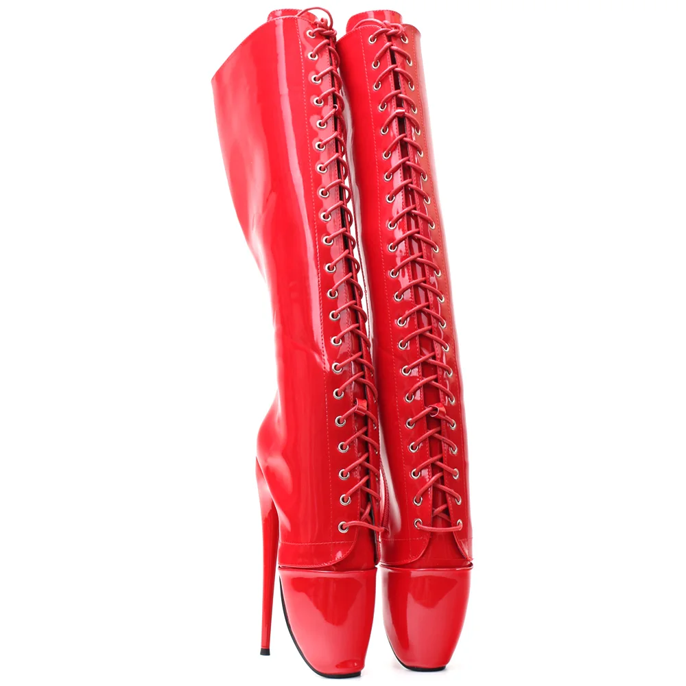 New Style 7 Inch Heel Extreme Fetish Goth Ballet Knee High Boots BDSM Shoes Size36-46