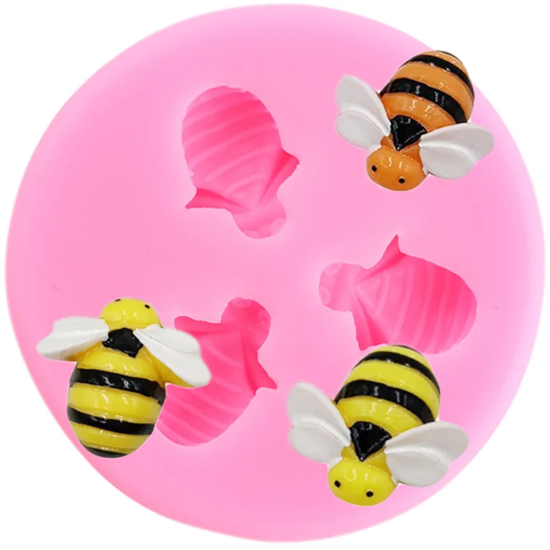 3D Honeycomb Bees Silicone Mold Bumble Bee Fondant Mold Flower Cake Decorating Tools DIY Cupcake Topper Candy Chocolate Moulds