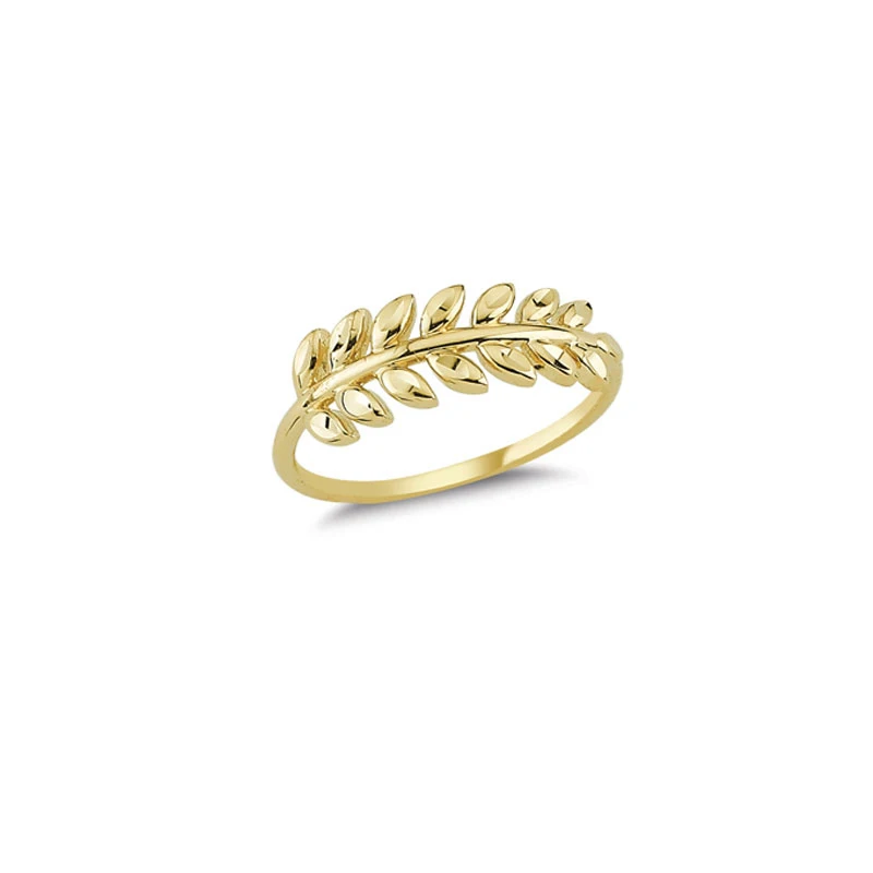 14K Solid Gold Leaf Design Ladies Ring