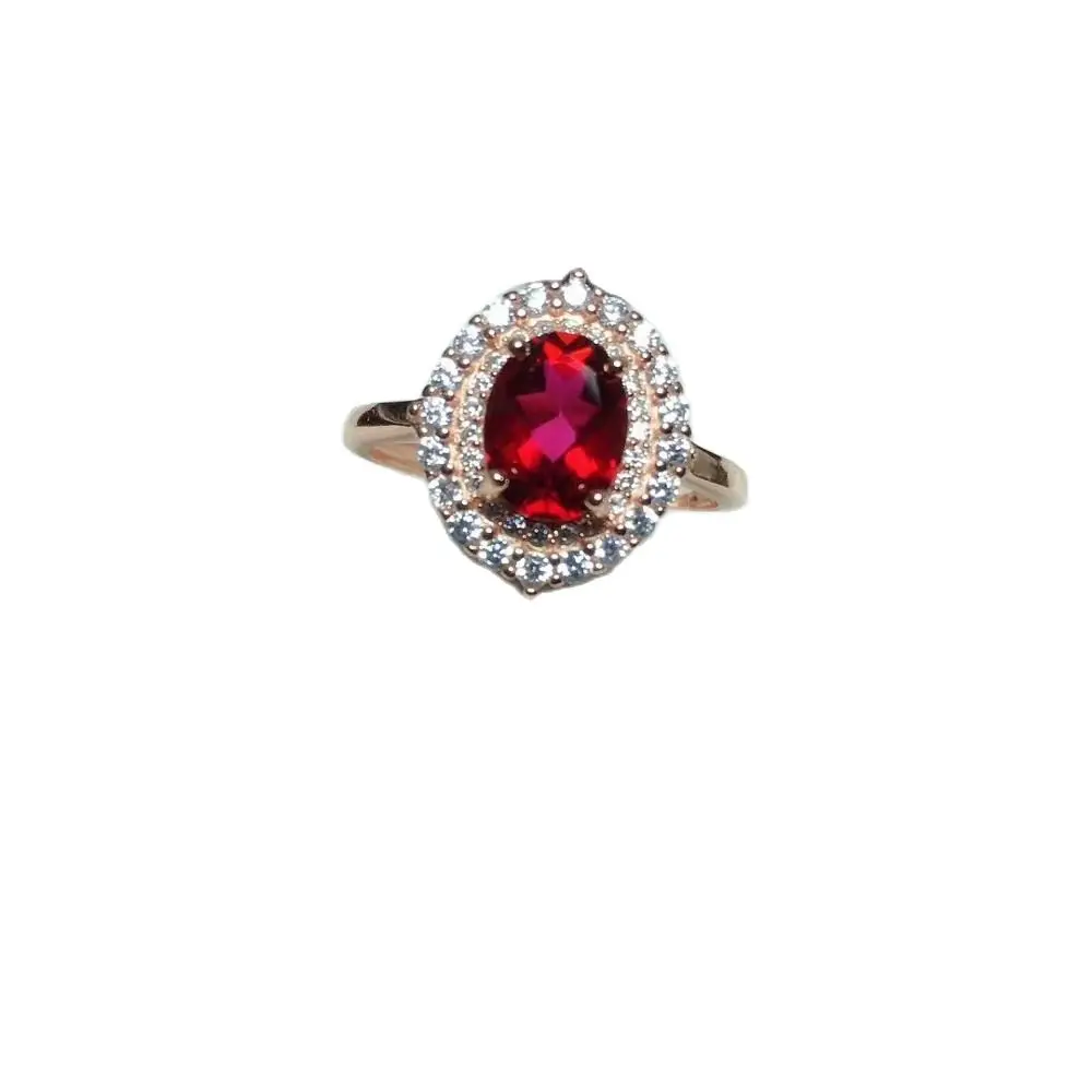 

KJJEAXCMY fine jewelry 925 sterling silver inlaid natural gem stones red topaz new Female Miss woman girl ring Boutique