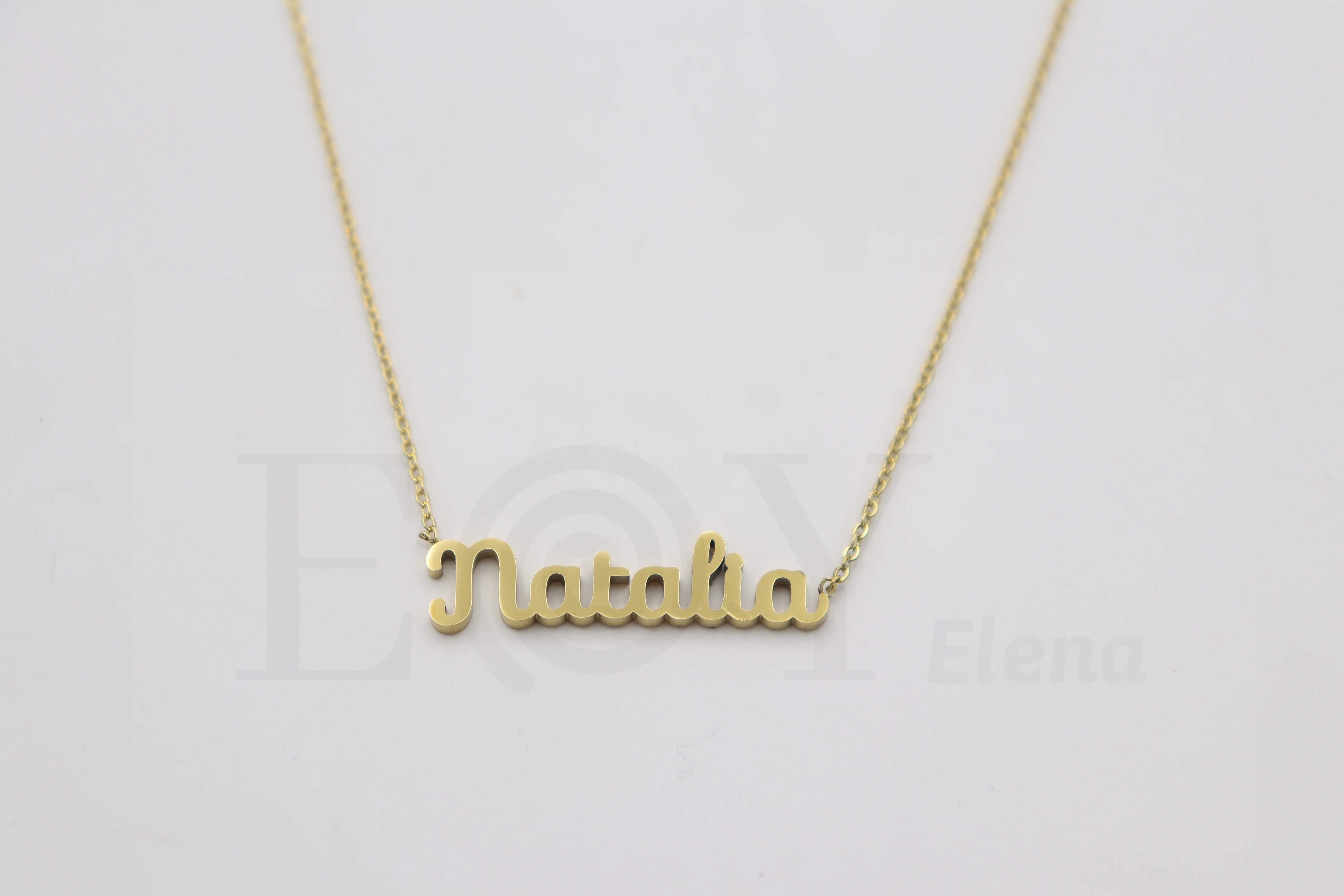 Collar De Acero Inox Con Nombre De Natalia Color Dorado Alta Calidad Envió Desde España