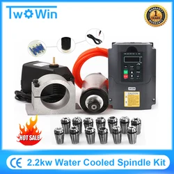 2.2kw Spindle Water Cooled Kit ER20 Milling Spindle Motor +2.2KW VFD+ 80 Clamp + Water Pump +13pcs ER20+1m Cable for CNC Router