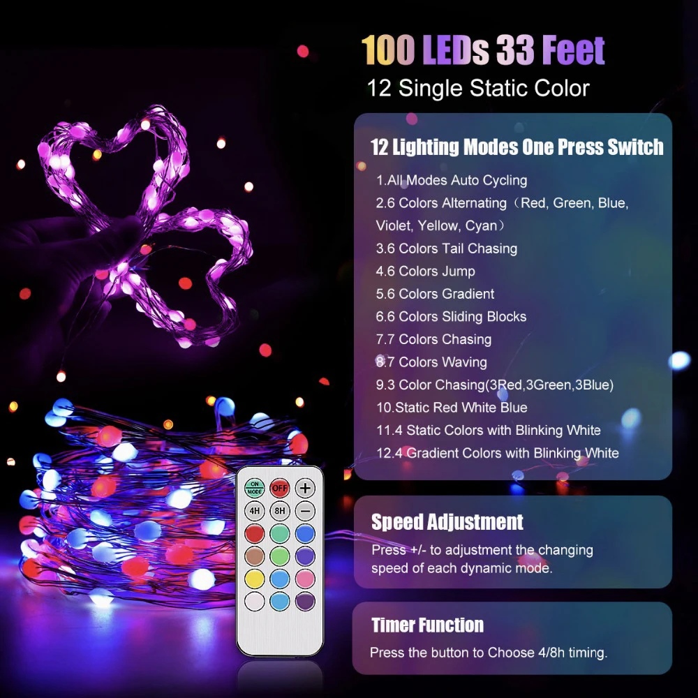 5v usb alimentado individualmente endereçável rgb ic conduziu luzes de fadas da corda de cobre do pixel 10m 100led impermeável com controle remoto