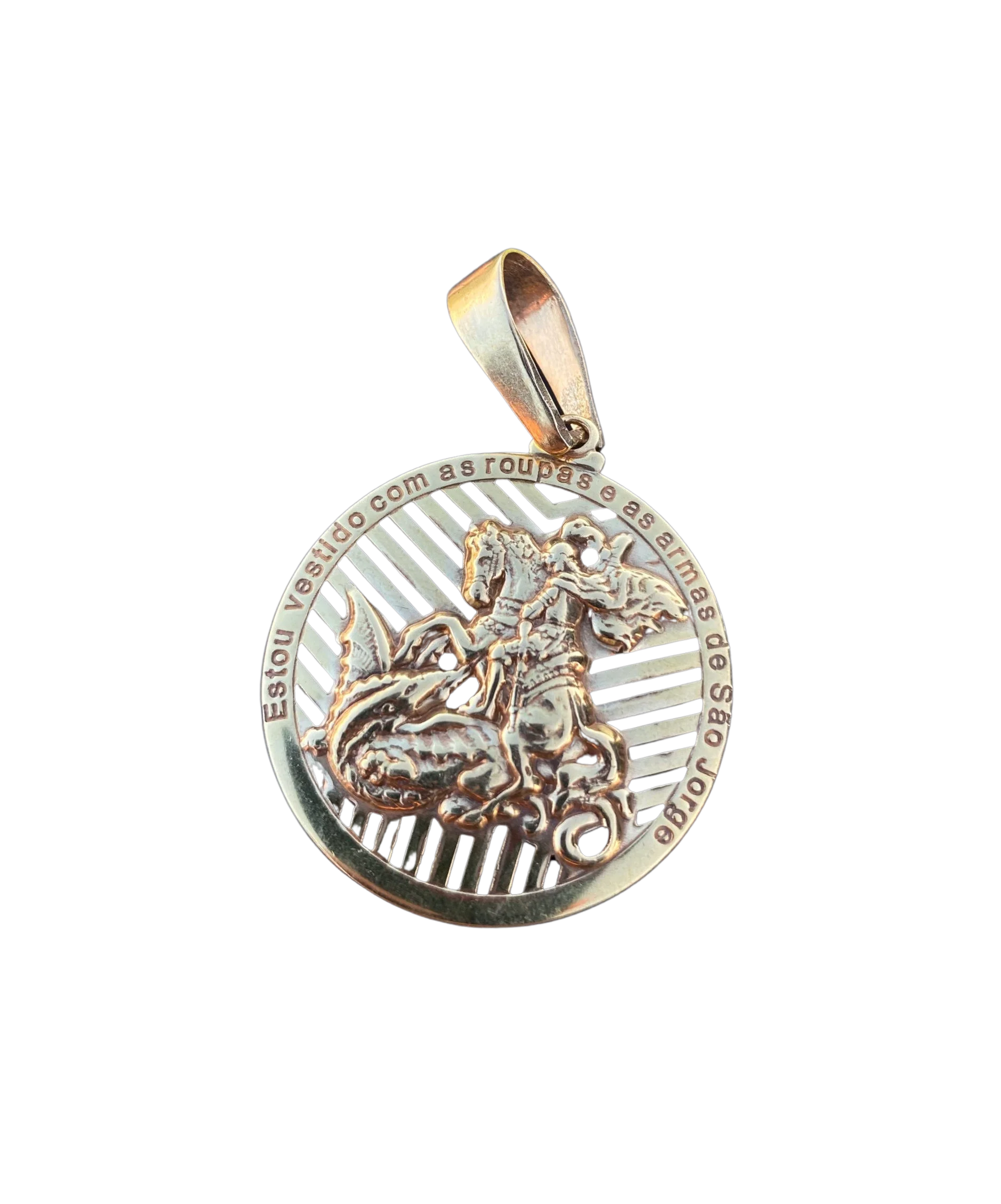 Pendant in Ancient St. George Coins with Medallion Prayer-Eternal guarantee in color! 18K gold identical gold pendant