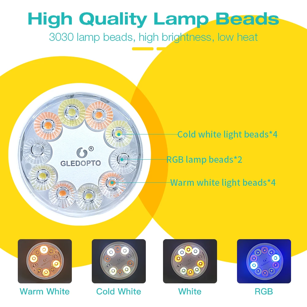 GLEDOPTO ZigBee 3.0 Smart GU10 Spotlight 5W Pro RGBCCT Led Bulb 30 Degree Beam Angle Work with Alexa Echo Plus App/Voice/RF