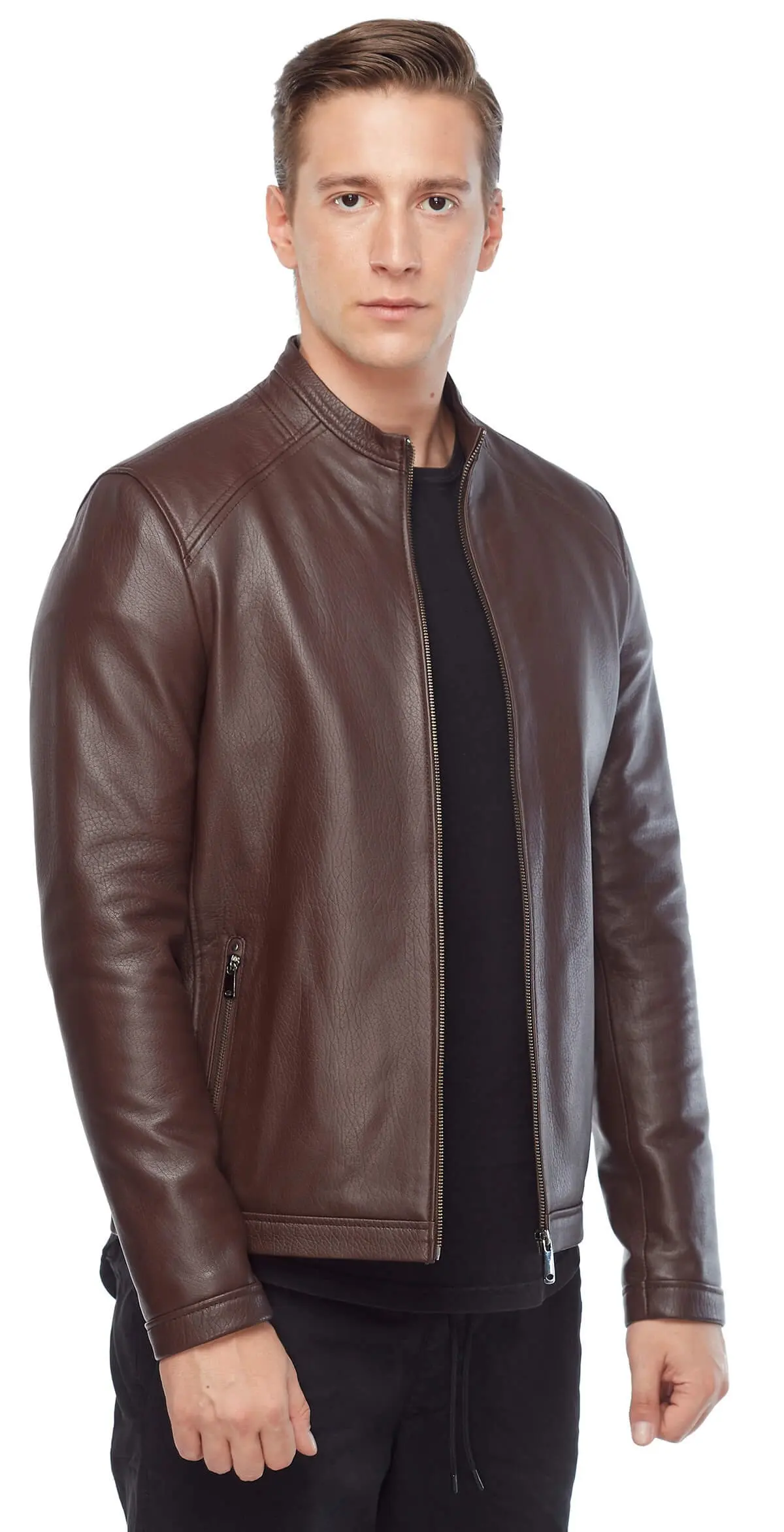 Armond Nâu Jumbo Phối Da Orjinal Da Cừu Thu Đông 2022 Biker Slim Size Lớn VintageTürkiye