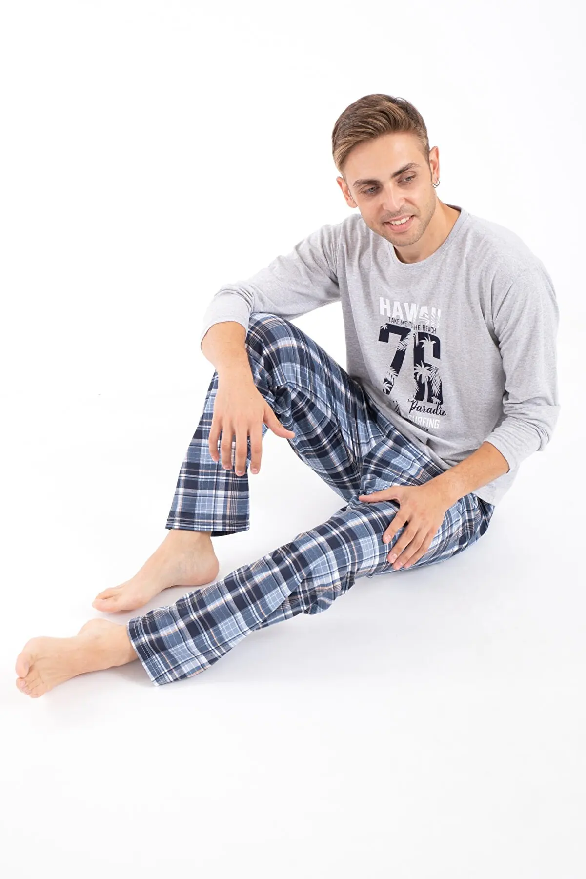 

Long-Sleeve Lettering Male Pure Quality 100 Cotton Thin Fabric Pajamas set Pajama set women Pajamas Sleepwear Long Sleeve