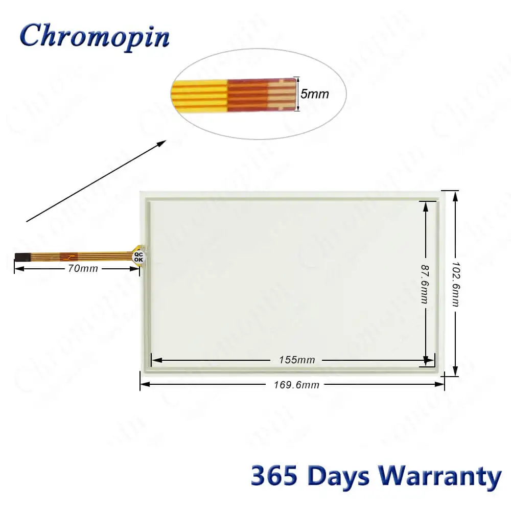 2711R-T7T SER A Touch Screen Panel Glass Digitizer for 2711R-T7T SER A Touchscreen with Front Label Overlay Protective Film
